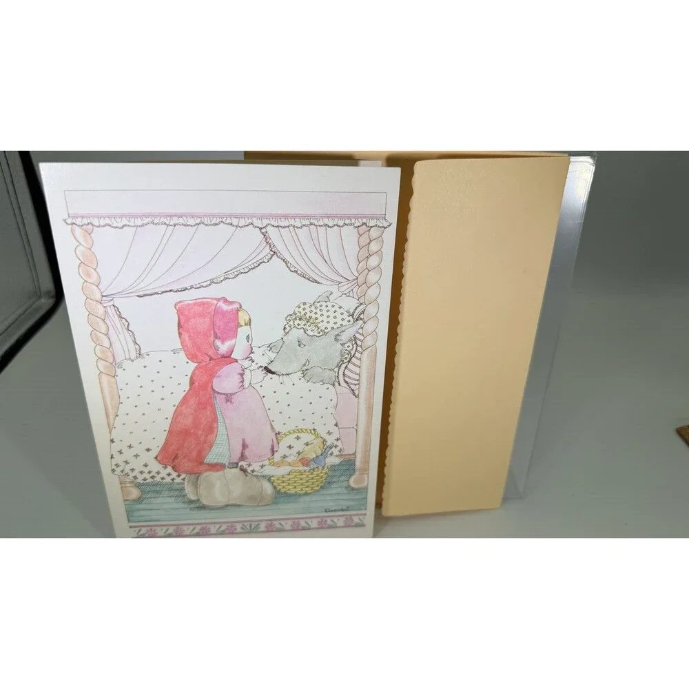 Vintage Little Red Riding Hood Big Bad Wolf Get Well Greeting Card Michel 1985
